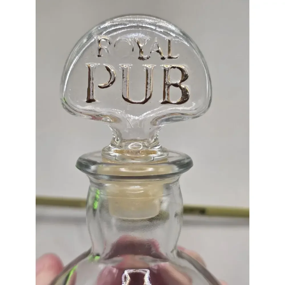 Vintage Revlon Royal Pub Cologne Bottle Glass Crown Stopper Lion Crest Empty